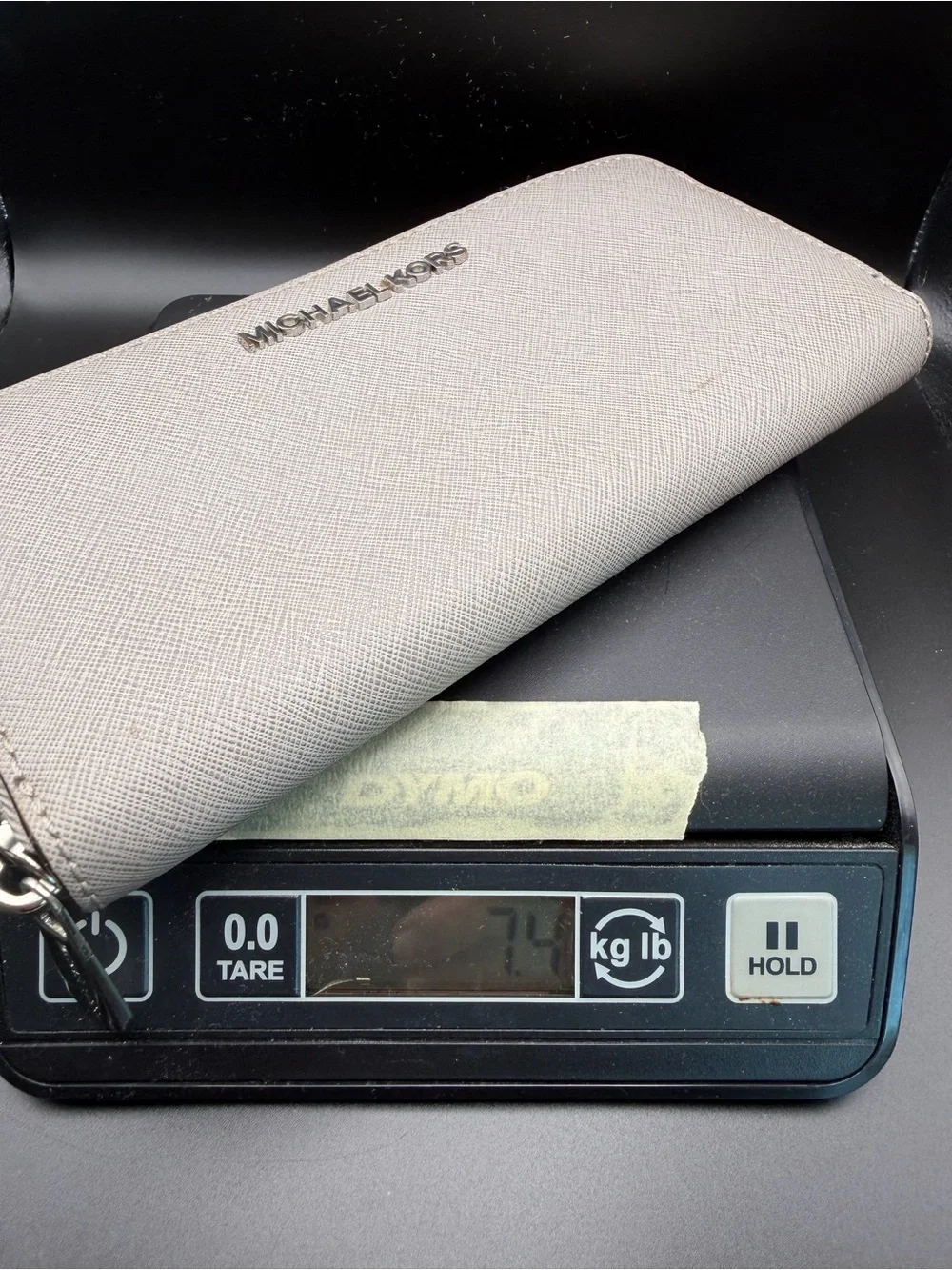 Michael Kors Light Gray Saffiano Zip-Around Wallet